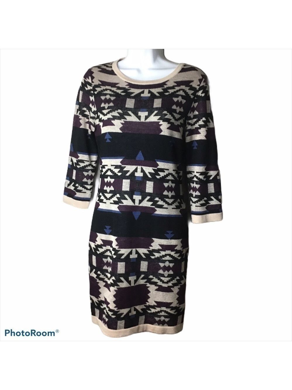 𝅺skies Are Blue Aztec Print Sweater Dress